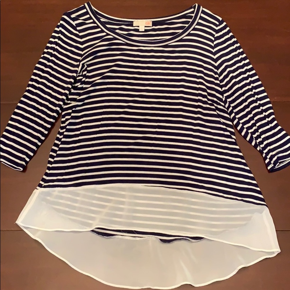 Navy Blue Striped Blouse